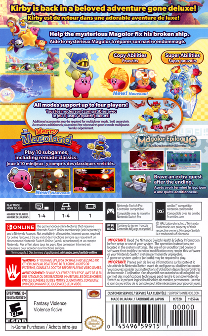 Kirby's Return to Dream Land Deluxe — box-2D-back (CA)