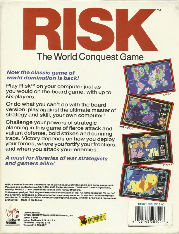 Computer Edition Of Risk - World Conquest Game, The — box-2D-back (US)