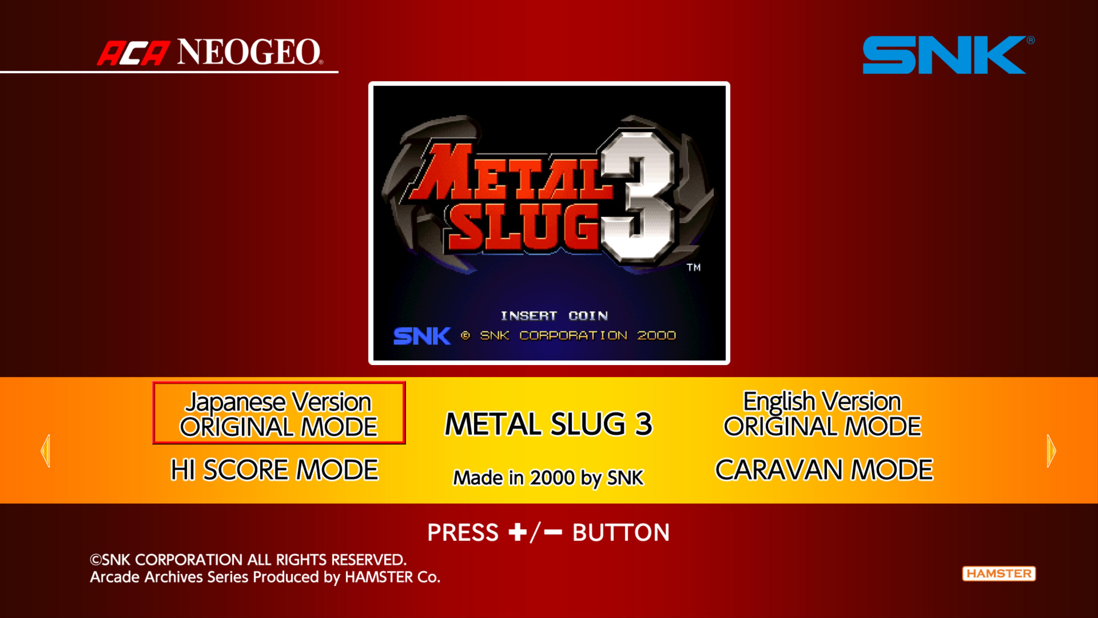 Aca Neogeo Metal Slug 3 — sstitle (US)