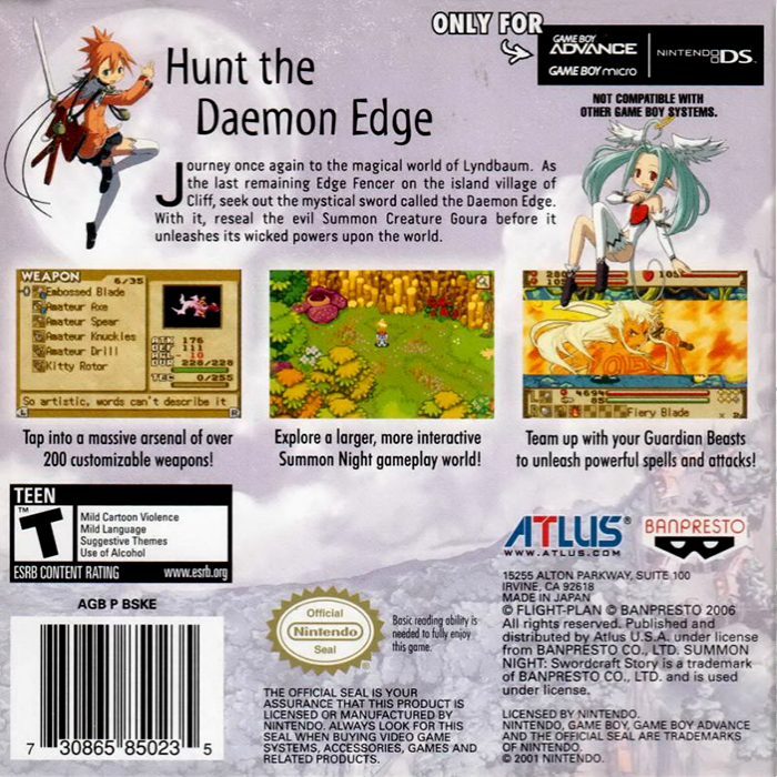 Summon Night - Swordcraft Story 2 — box-2D-back (US)