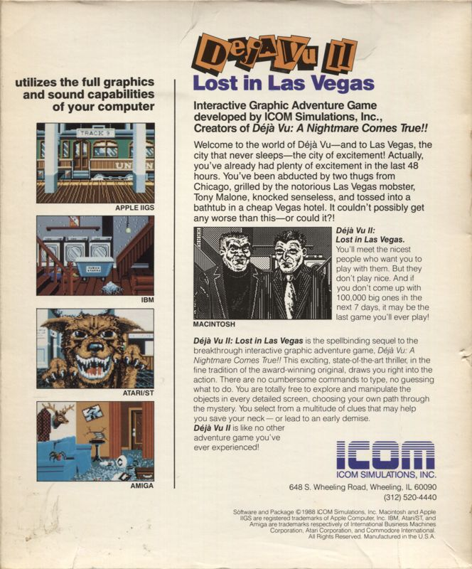 Deja Vu 2 - Lost in Las Vegas — box-2D-back (US)