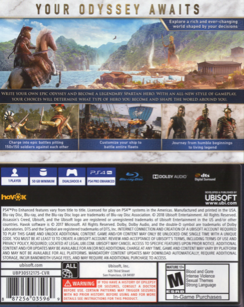 Assassin's Creed - Odyssey — box-2D-back (US)