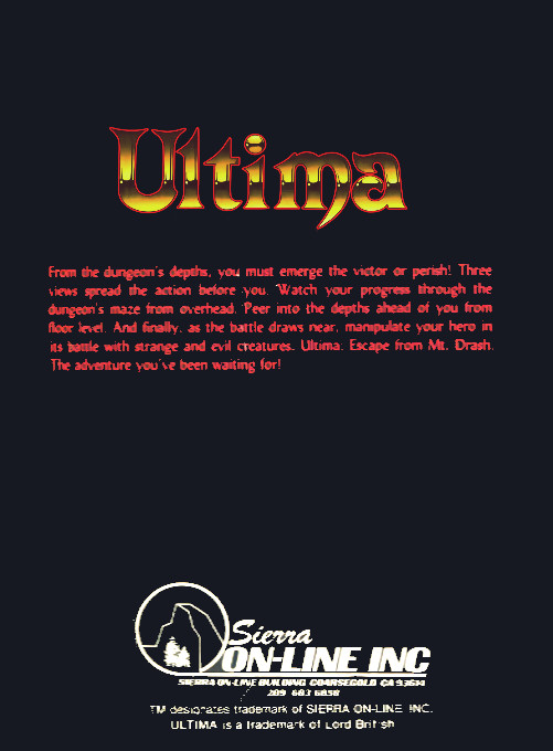 Ultima - Escape From Mount Drash — box-2D-back (US)