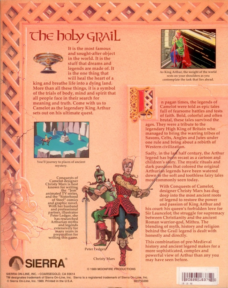 Conquests of Camelot - The Search for the Grail — box-2D-back (US)