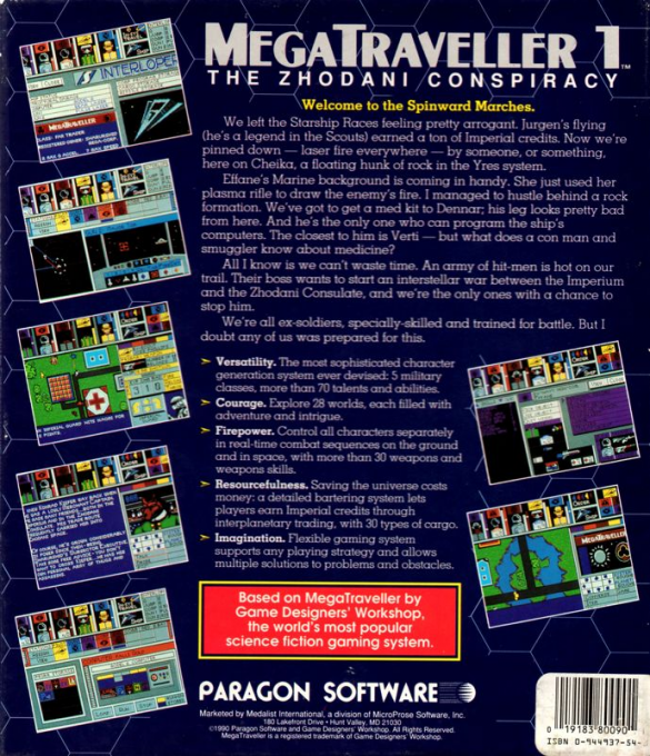 MegaTraveller 1 - The Zhodani Conspiracy — box-2D-back (US)