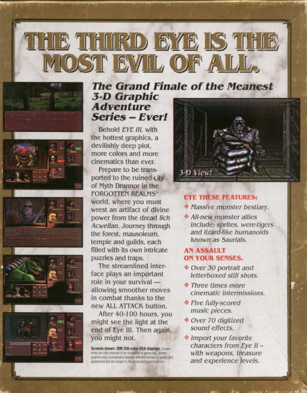 Eye Of The Beholder 3 - Assault On Myth Drannor — box-2D-back (US)