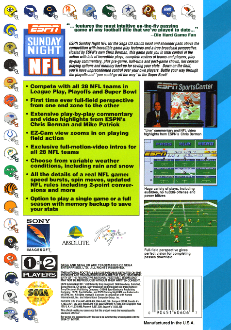 ESPN Sunday Night NFL — box-2D-back (US)