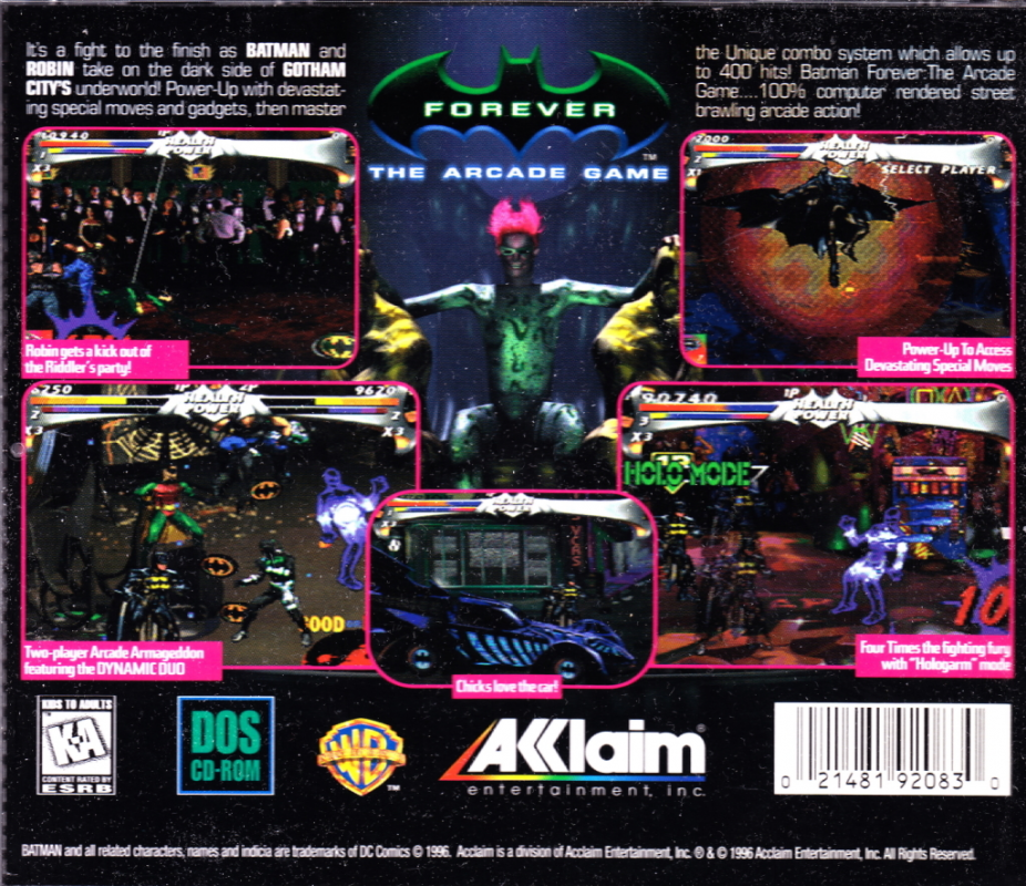 Batman Forever - The Arcade Game — box-2D-back (US)