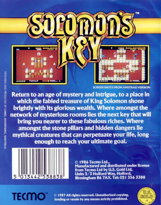 Solomon's Key — box-2D-back (EU)