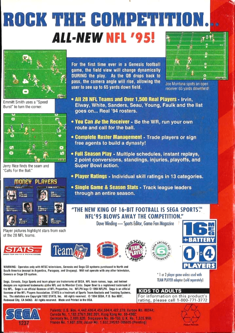 Nfl '95 — box-2D-back (US)