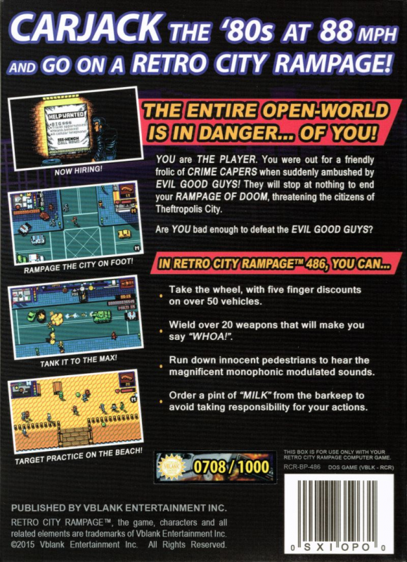 Retro City Rampage 486 — box-2D-back (US)