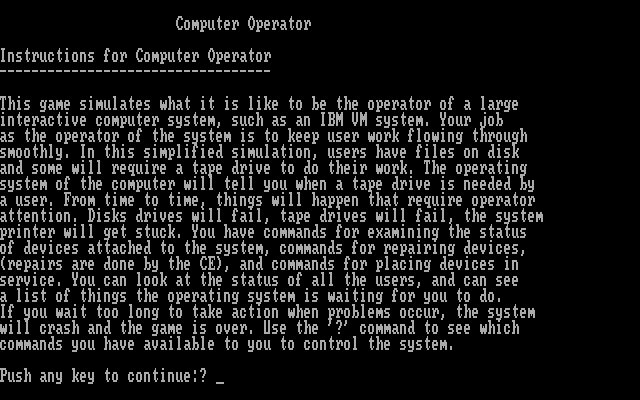 Computer Operator box art