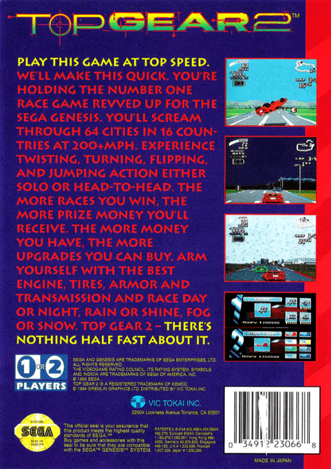 Top Gear 2 — box-2D-back (US)