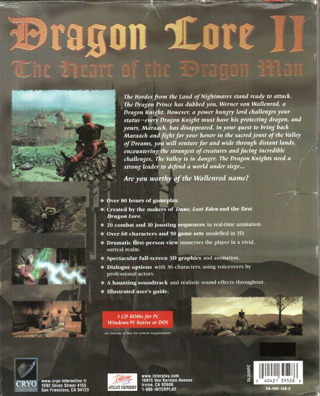 Dragon Lore 2 - The Heart Of The Dragon Man — box-2D-back (US)