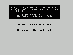 ZxZvm - All Quiet on the Library Front - An Interactive Vignette — sstitle (WOR)