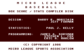 MicroLeague Baseball : Box Score : Stats Compiler — sstitle (WOR)