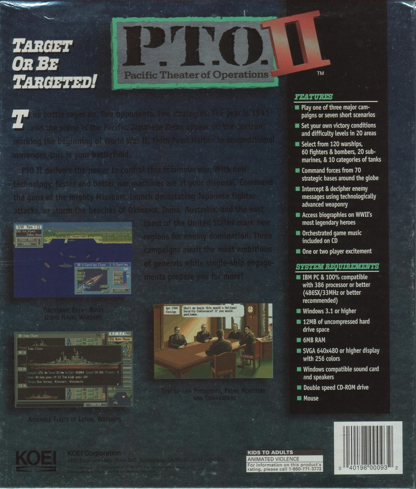 P.T.O.: Pacific Theater of Operations II — box-2D-back (WOR)