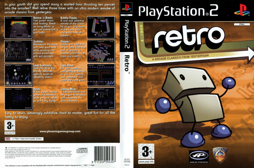 Retro Classics - 8 Arcade Classics From Yesteryears — box-texture (EU)