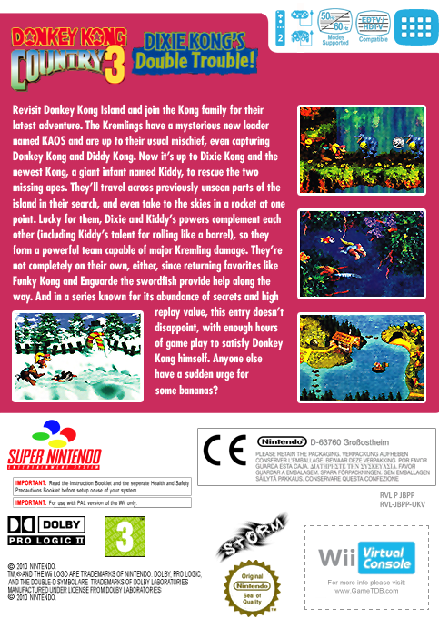 Donkey Kong Country 3 - Dixie Kong's Double Trouble — box-2D-back (EU)