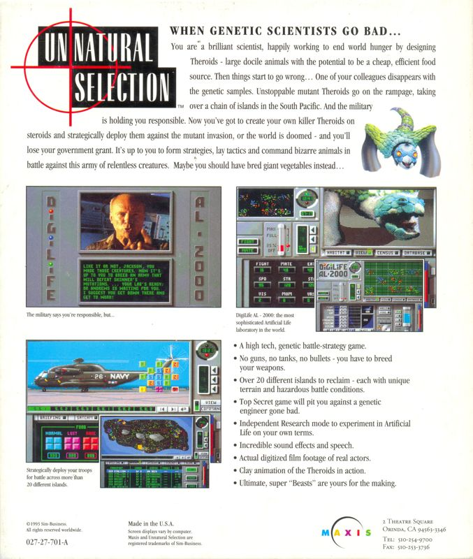Unnatural Selection — box-2D-back (US)
