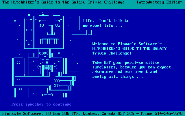 Hitchhiker's Guide To The Galaxy Trivia Challenge, The — sstitle (WOR)