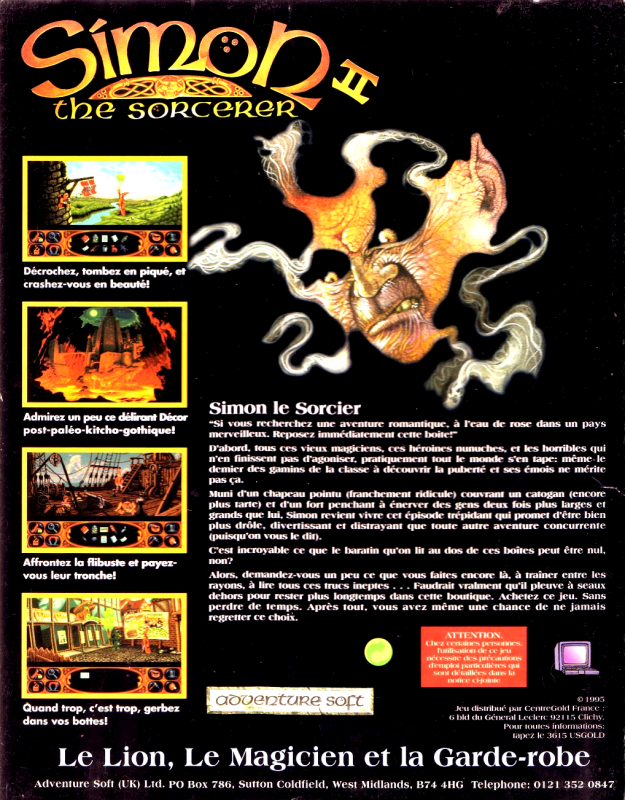 Simon The Sorcerer 2 - The Lion, The Wizard And The Wardrobe — box-2D-back (FR)