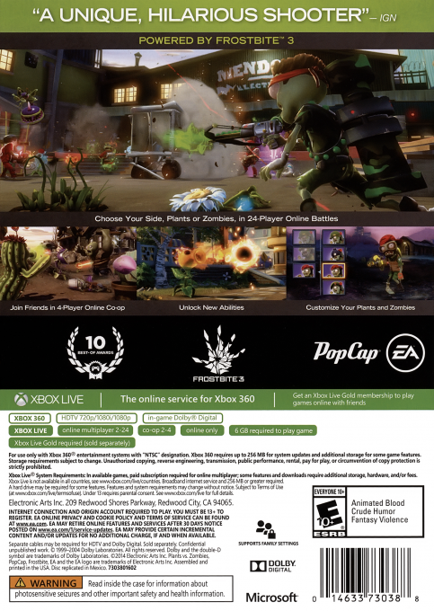 Plants vs. Zombies - Garden Warfare — box-2D-back (US)