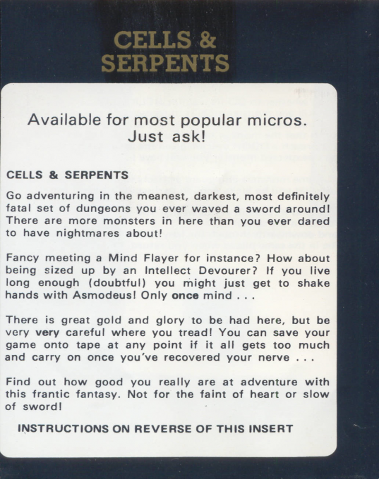 Cells And Serpents — box-2D-back (WOR)