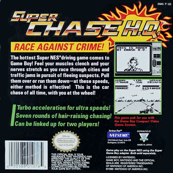Super Chase H.q. — box-2D-back (US)