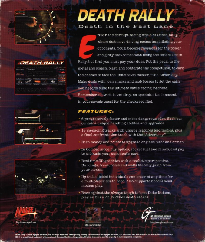 Death Rally — box-2D-back (US)