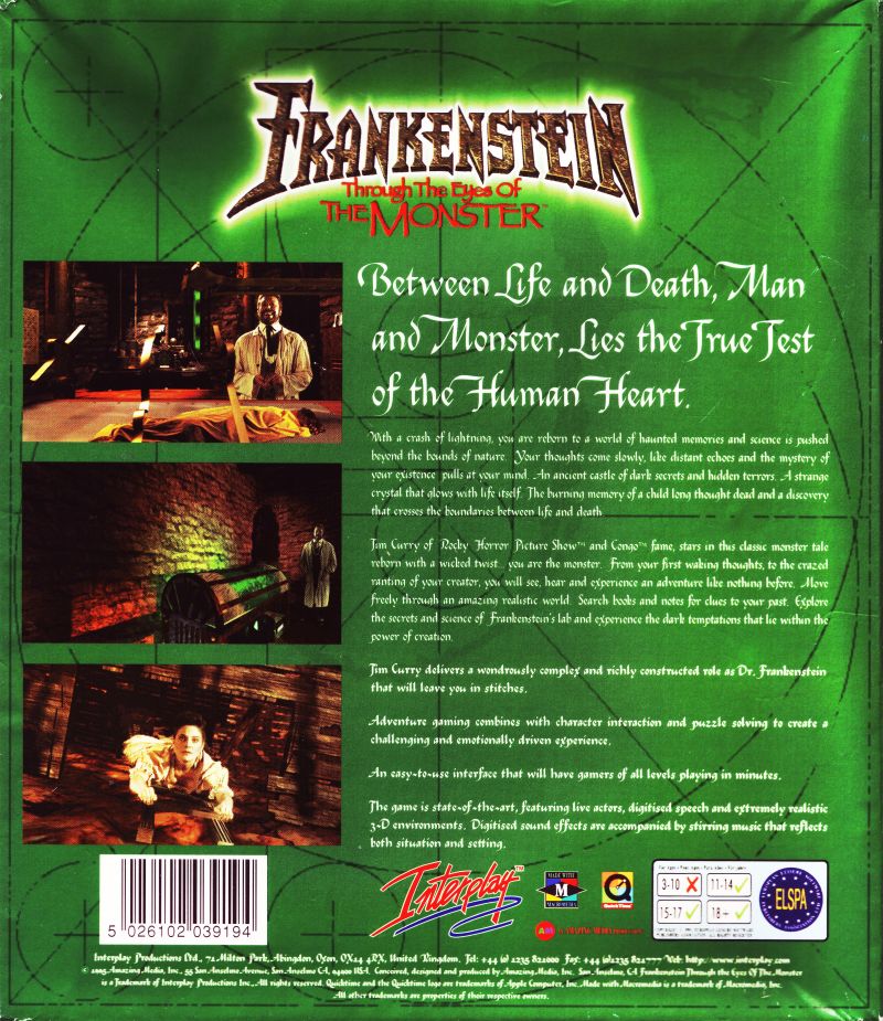 Frankenstein: Through the Eyes of the Monster — box-2D-back (UK)