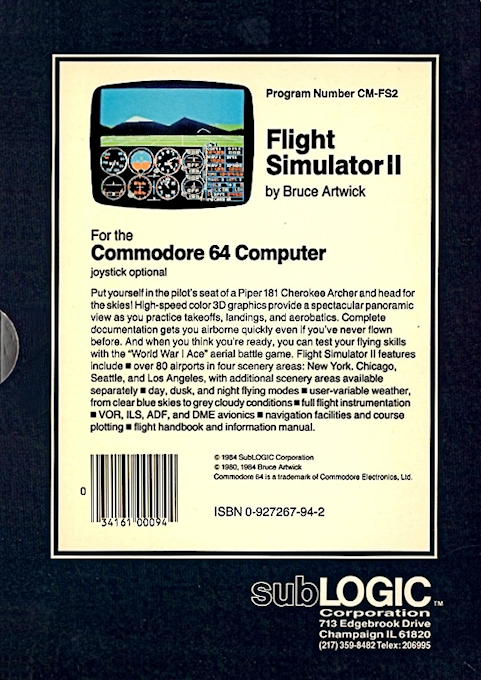 Flight Simulator II — box-2D-back (DE)