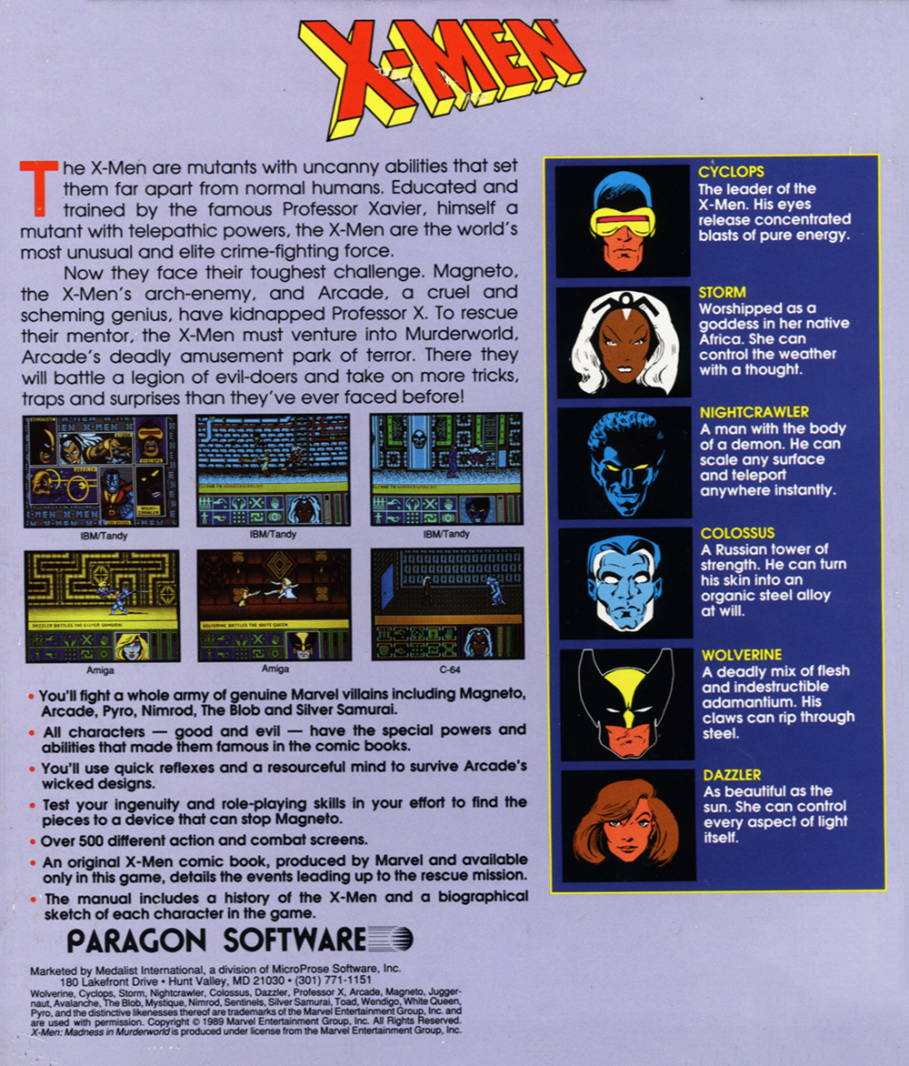 X-Men: Madness in Murderworld — box-2D-back (US)