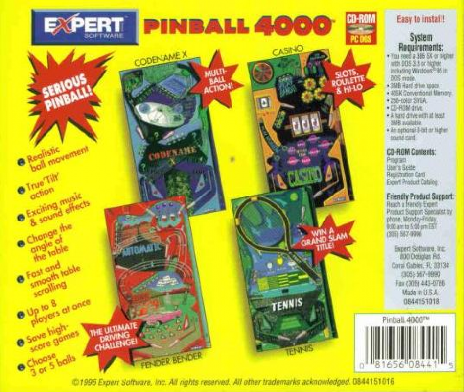 Pinball 4000 — box-2D-back (CUS)