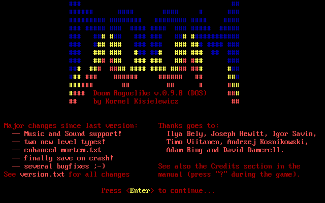 Doom, The Roguelike — sstitle (WOR)