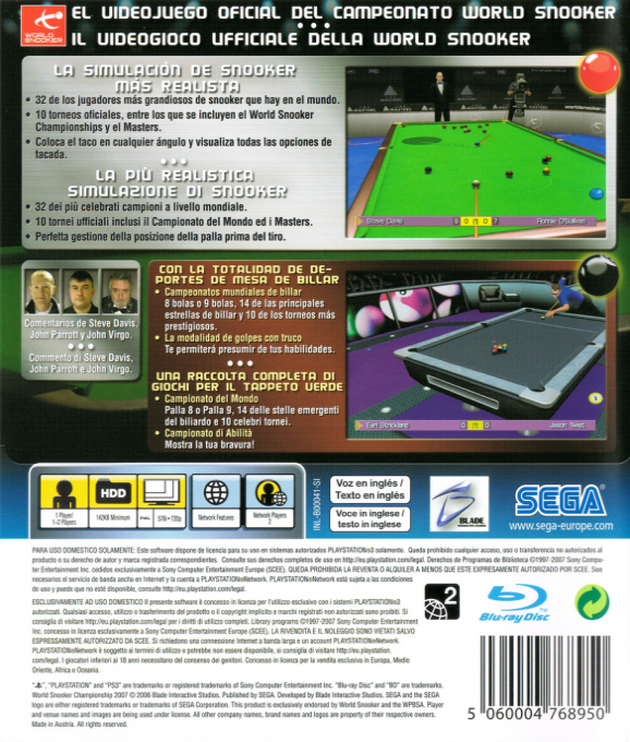 World Snooker Championship 2007 — box-2D-back (SP)