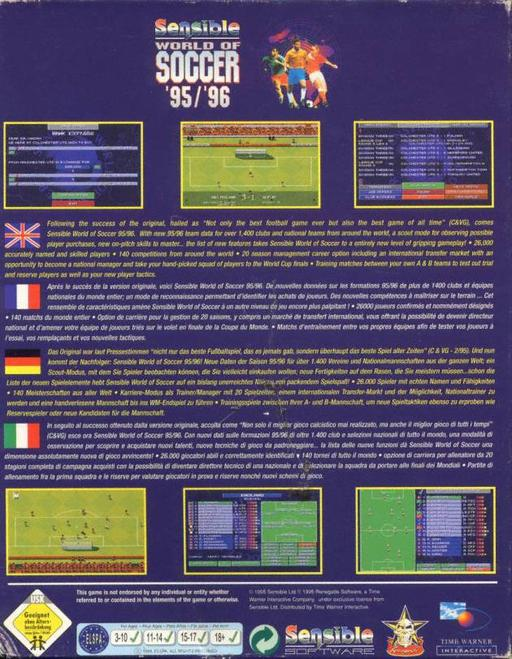 Sensible World of Soccer '95-'96 - European Championship Edition — box-2D-back (WOR)