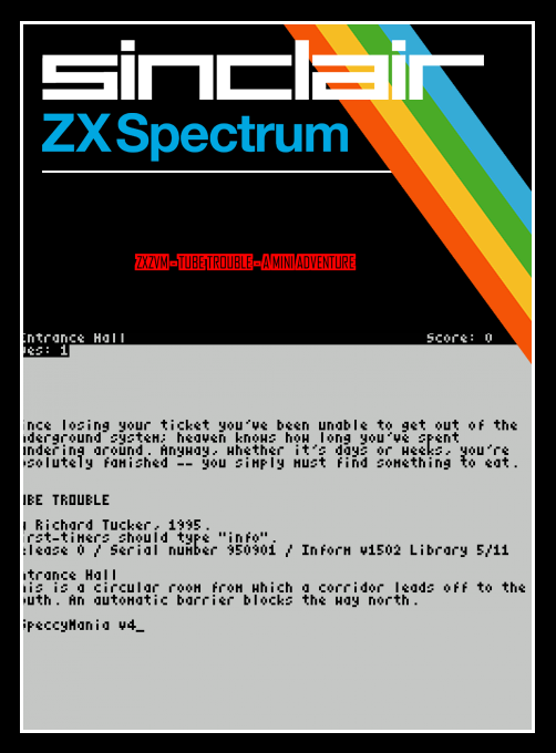 ZxZvm - Tube Trouble - A Mini Adventure box art