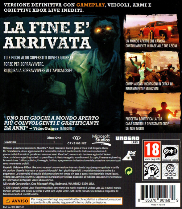 State of Decay: Year-One Survival Edition - Day One — box-2D-back (IT)