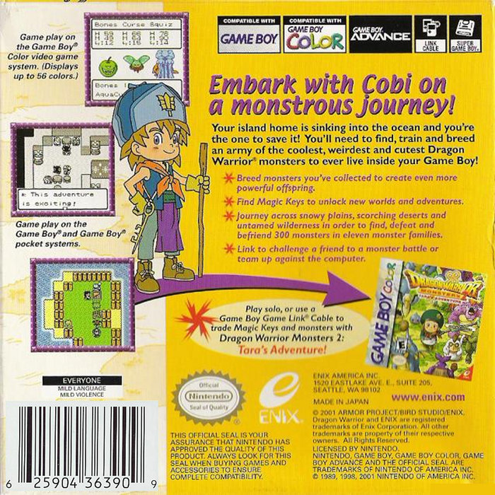 Dragon Warrior Monsters 2 - Cobi's Journey — box-2D-back (US)
