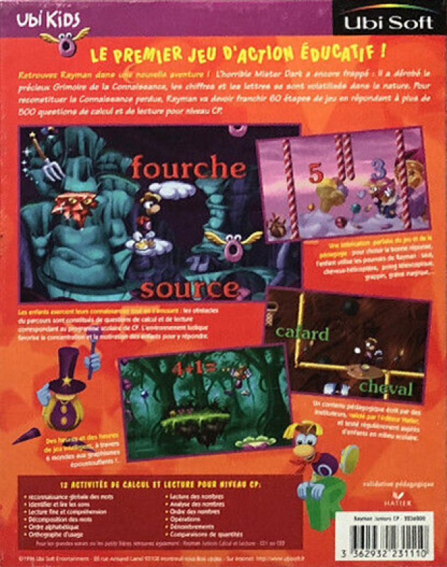 Maths And English With Rayman Volume 1 — box-2D-back (FR)