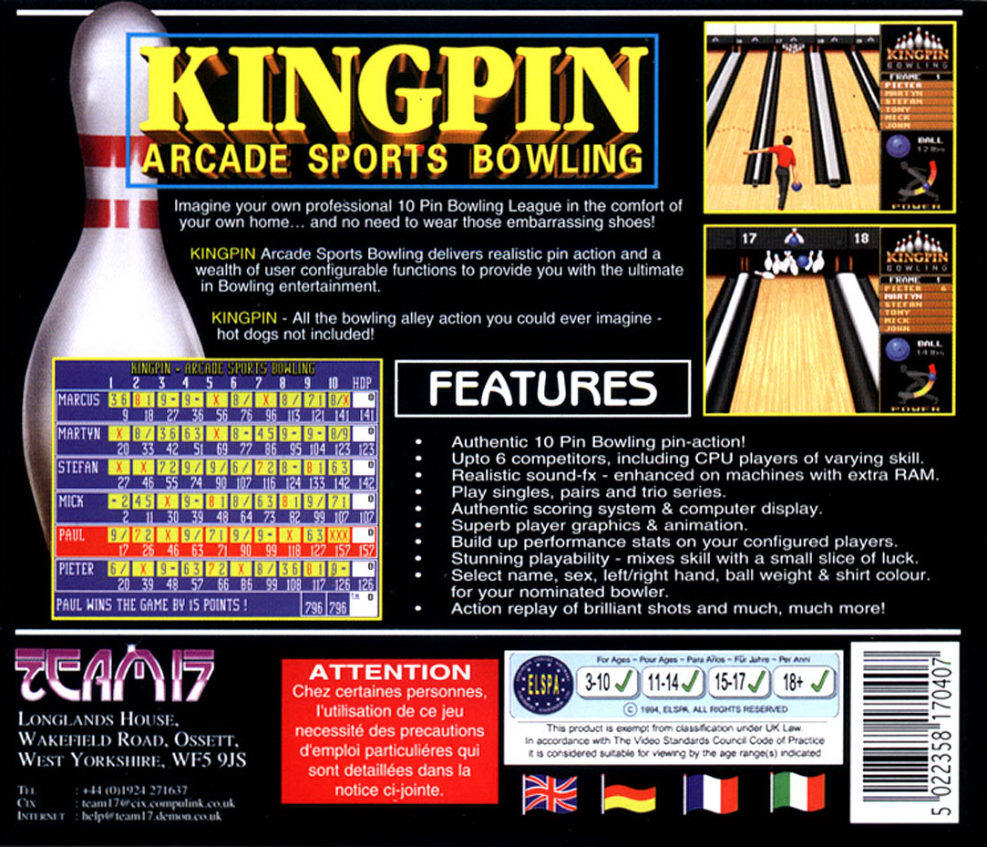 Kingpin - Arcade Sports Bowling — box-2D-back (EU)