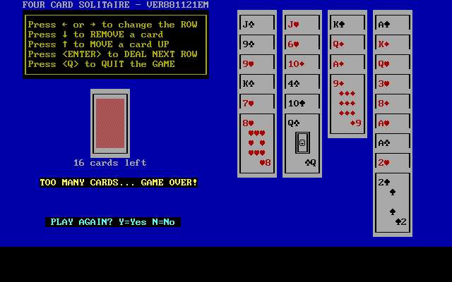 Four Card Solitaire — ss (WOR)