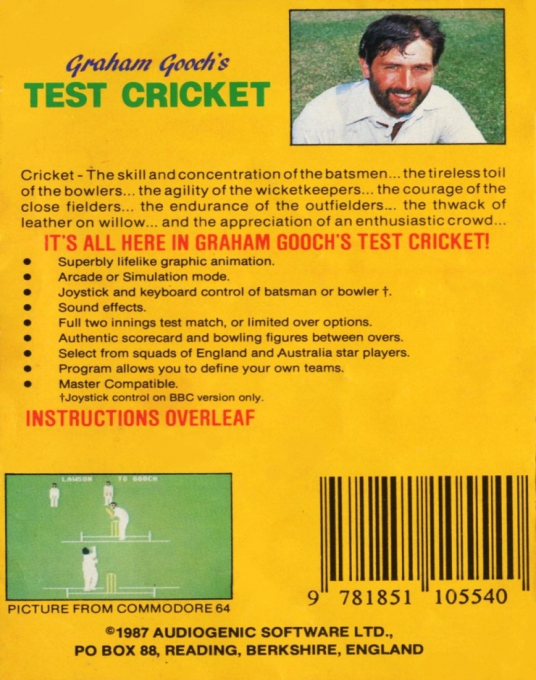 Graham Gooch's Test Cricket — box-2D-back (EU)