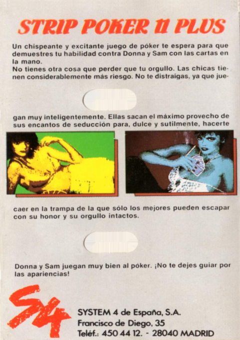 Strip Poker 2 Plus — box-2D-back (SP)