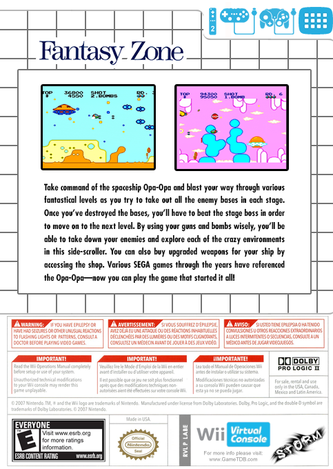 Fantasy Zone — box-2D-back (US)