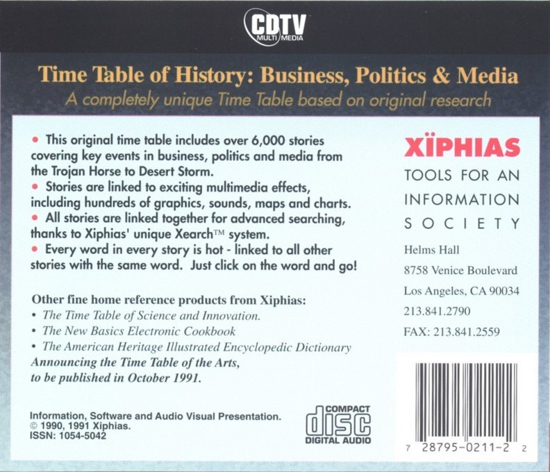 Time Table Of History - Business, Politics And Media - 1991a Edition — box-2D-back (WOR)
