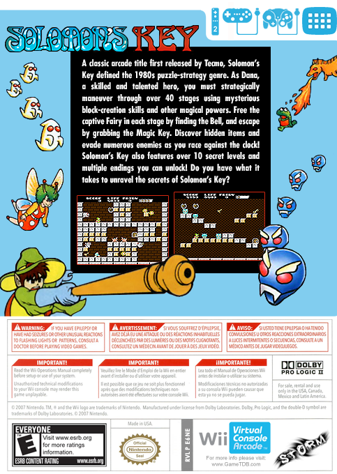 Solomon's Key — box-2D-back (US)
