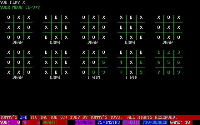 Tommy's Tic-tac-toe — ss (WOR)