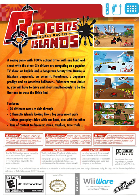 Racers' Islands - Crazy Racers — box-2D-back (US)